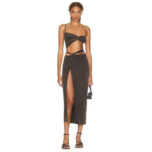 JACQUEMUS La Jupe Espelho Wrap Skirt in Brown New Womens Draped Jersey